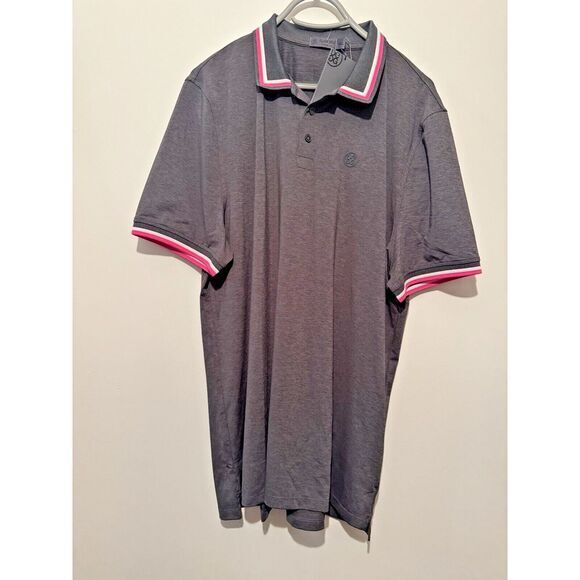 G/FORE Polo Shirt Mens XXL Gray Pink Golf Tipped‎ Tech Pique Tech G Fore NWT